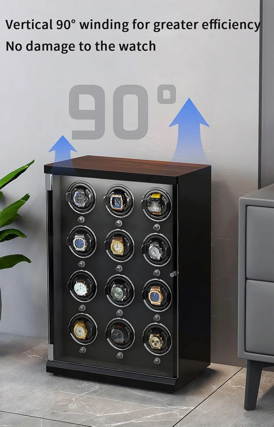 intuitive Box for 1/2/4/6/9/12/16 Watches 5 Rotation Modes for Men's and Women's Watches Storage Display Box Watch Winder (I A) Watch Winder Automatic Watch Winder 