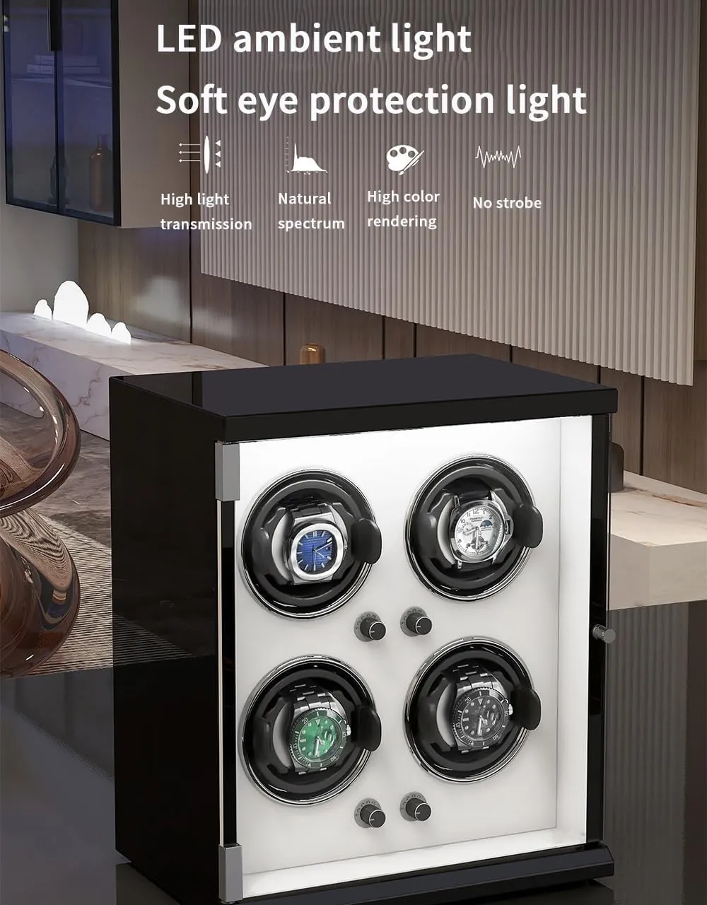 intuitive Box for 1/2/4/6/9/12/16 Watches 5 Rotation Modes for Men's and Women's Watches Storage Display Box Watch Winder (I A) Watch Winder Automatic Watch Winder 