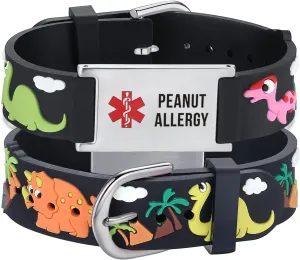 item ID bracelets with Engraved LinnaLove Medical Alert Bracelets Cartoon Emergency 