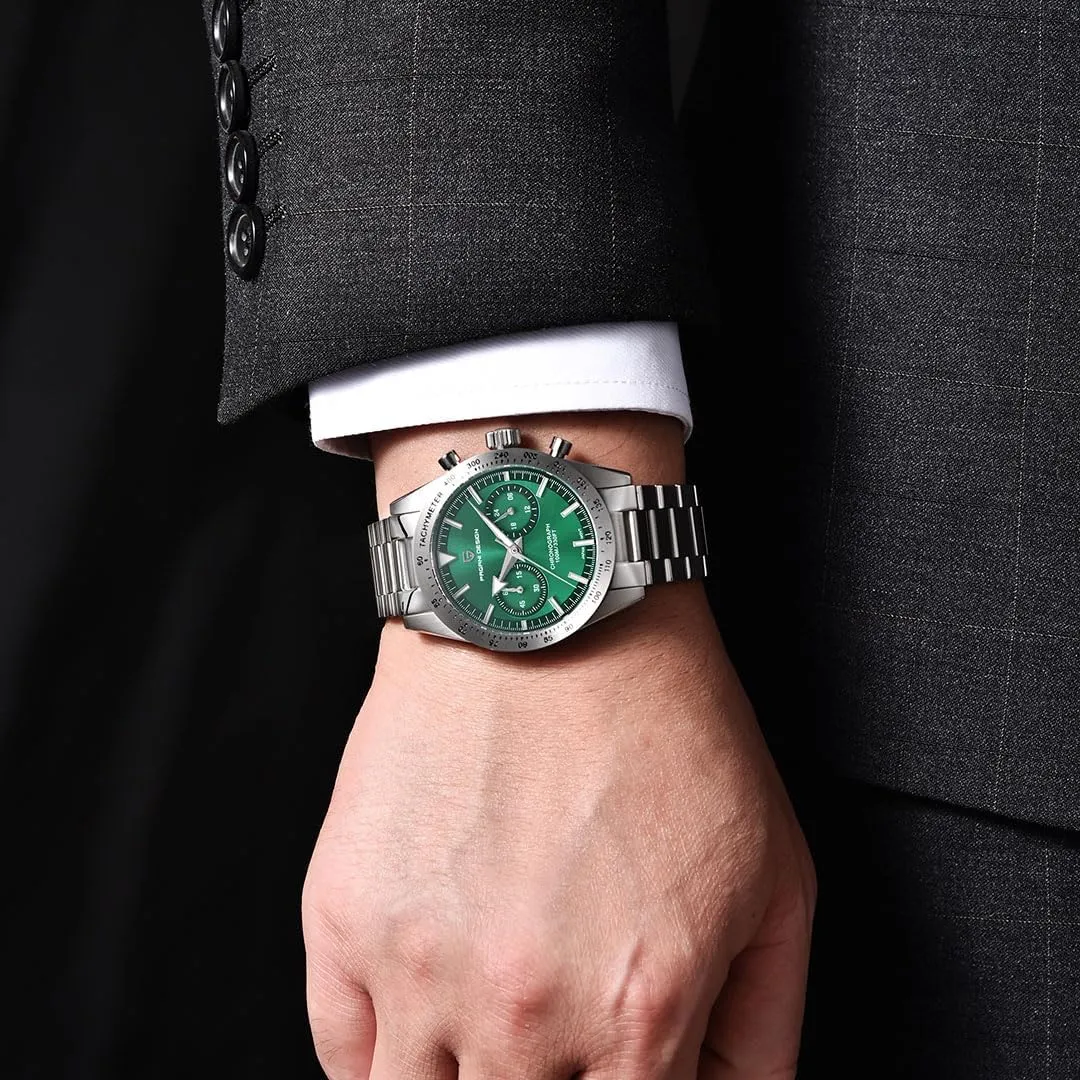 Japan VK64 Movement 100 Meters Waterproof Men's Watch Pagani Design Watch 1766 Men's Chronograph microbe Quartz Watch Stainless Steel Strap Watch 