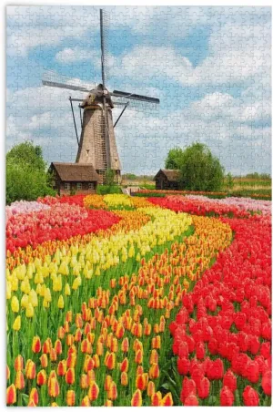 Jigsaw Puzzles for Adults Brain Teasers ALAZA Traditional depletion bonito unmistakable bovine Netherlands Holland Dutch Tulips 500 Piece 
