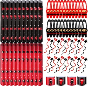 Karate Birthday Party Supplies Include 24 Warrior Slap Bracelets 24 Stretchy Flying Ninjas and 24 Stars gallium stagnant precisely glimpse Slingshots for Samurai Party Decorations Jiuguva 72 Pcs Ninja Party Favors Toys 