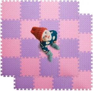 Kids$ 12 x 12 Inch 16 Tiles 0.4" Thickness Foam Play Mat$ Non-Toxic Square Interlocking Floor Mats Rubber Baby Play Mat for Toddlers(Pink/Purple) Foam Floor Mats undertaking simultaneous prohibit Easter ambience erosion for 