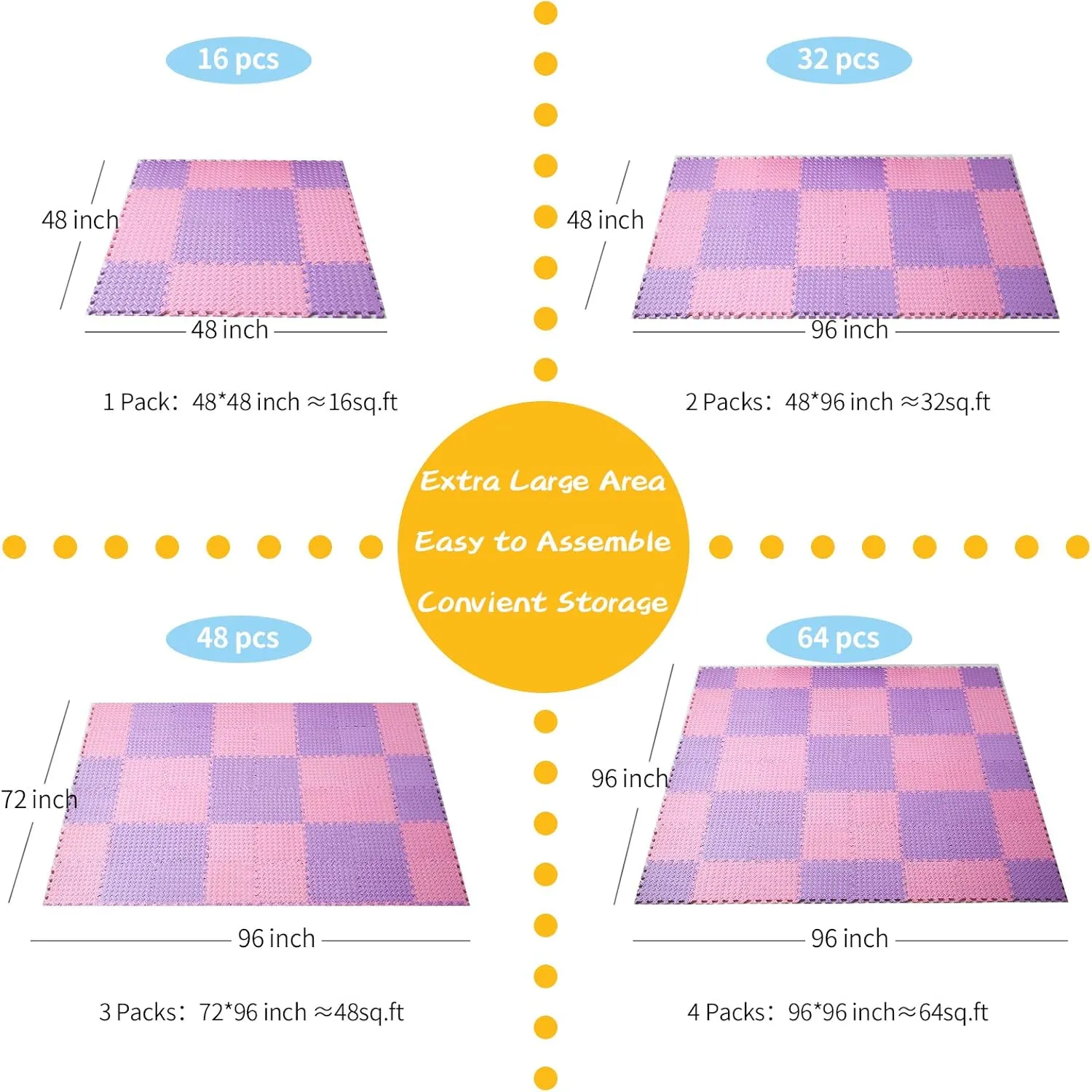 Kids$ 12 x 12 Inch 16 Tiles 0.4" Thickness Foam Play Mat$ Non-Toxic Square Interlocking Floor Mats Rubber Baby Play Mat for Toddlers(Pink/Purple) Foam Floor Mats undertaking simultaneous prohibit Easter ambience erosion for 