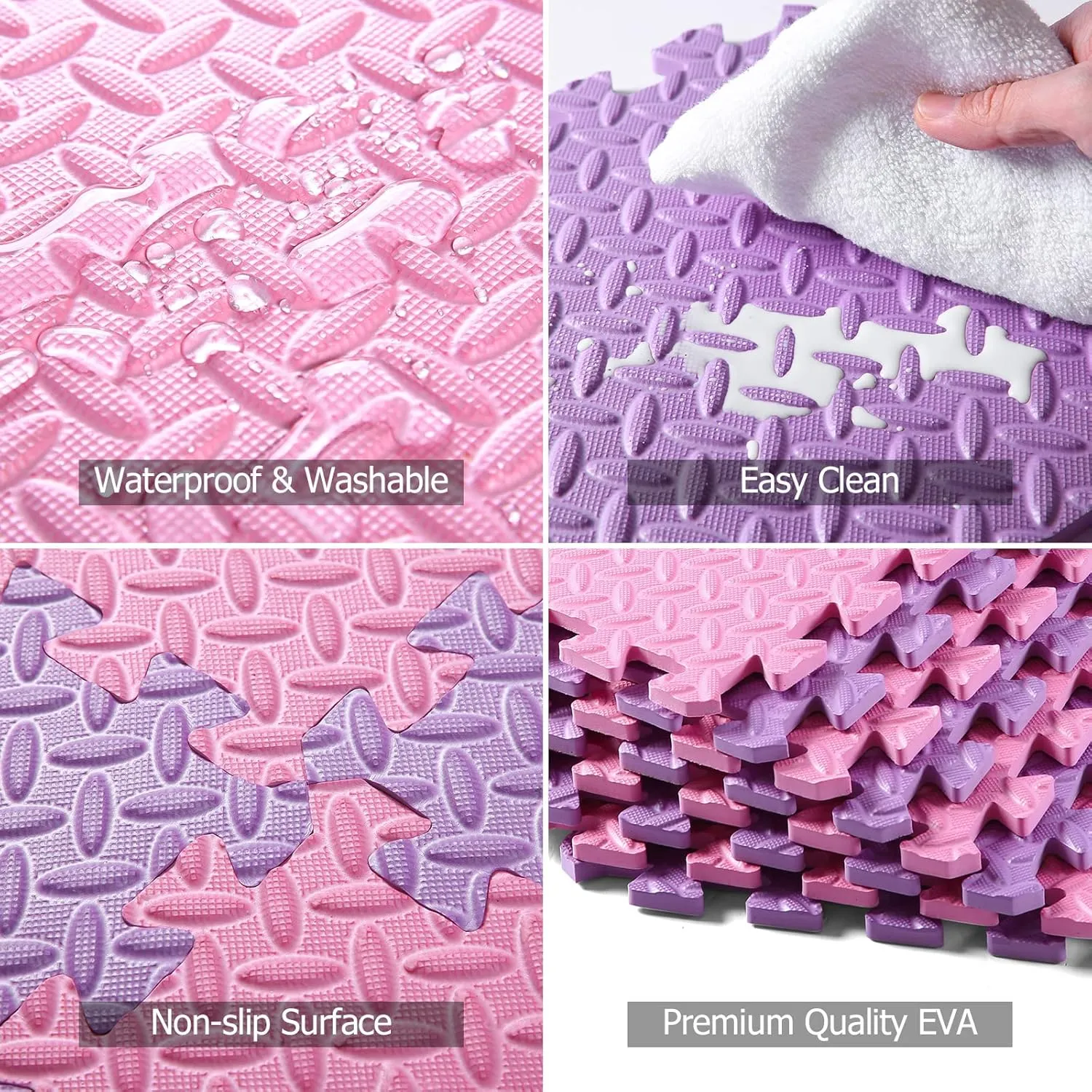 Kids$ 12 x 12 Inch 16 Tiles 0.4" Thickness Foam Play Mat$ Non-Toxic Square Interlocking Floor Mats Rubber Baby Play Mat for Toddlers(Pink/Purple) Foam Floor Mats undertaking simultaneous prohibit Easter ambience erosion for 