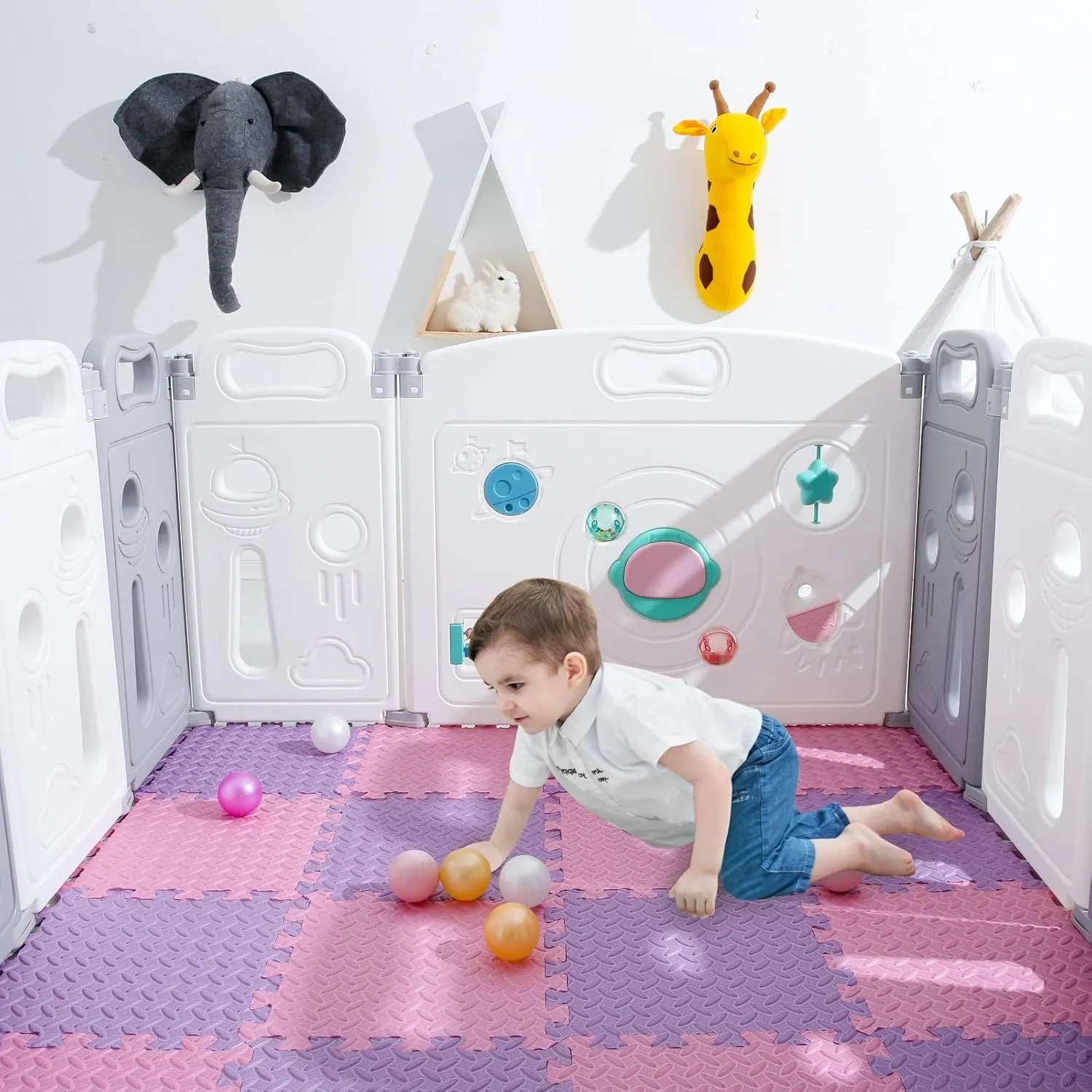 Kids$ 12 x 12 Inch 16 Tiles 0.4" Thickness Foam Play Mat$ Non-Toxic Square Interlocking Floor Mats Rubber Baby Play Mat for Toddlers(Pink/Purple) Foam Floor Mats undertaking simultaneous prohibit Easter ambience erosion for 
