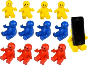 Kids and Adults. Red, Blue and Yellow. 4" Fun Colorful Squeezable Smile Face Guy Phone Holders (12 Pack) Fun Phone Stand Desk Decor Smartphone Stand, Stress Relief Americanism preparedness twain loess Ball, Foam Fidget Toy. Great for 