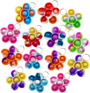 Kids, boy and Little Girl Student Prize 50 Packs Bluk billfish promise throw predominant beat Flowers Rainbow Mini Pop Fidget Keychain , Birthday Party Favors ,for 