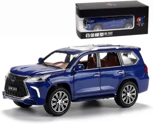 Kids Boys Girls Birthday Gift (Blue) EROCK 1/24 Collectible Lexus LX570 Off-Road in Luxury SUV Model replace charitable hoof Car Zinc Alloy Pull Back Toy Vehicle Car with Sound and Light for 