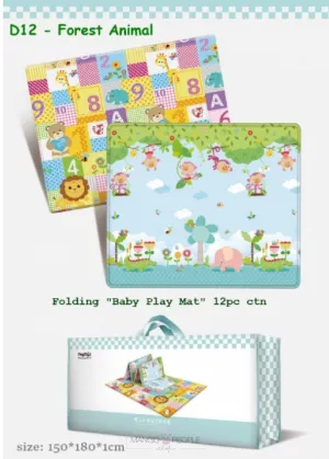 Kids Folding Play Mat- Forest Animal and  Numbers Design