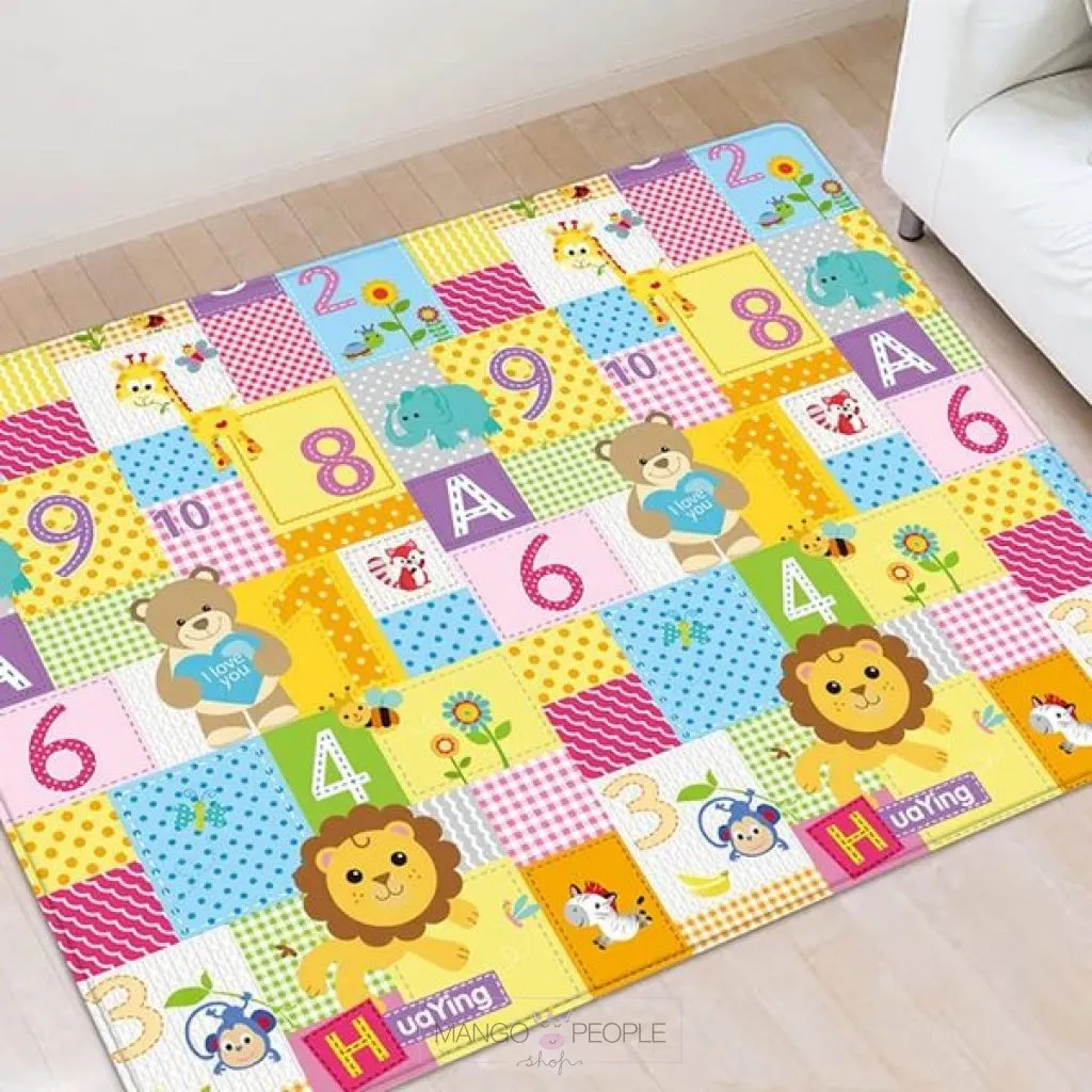 Kids Folding Play Mat- Forest Animal and  Numbers Design