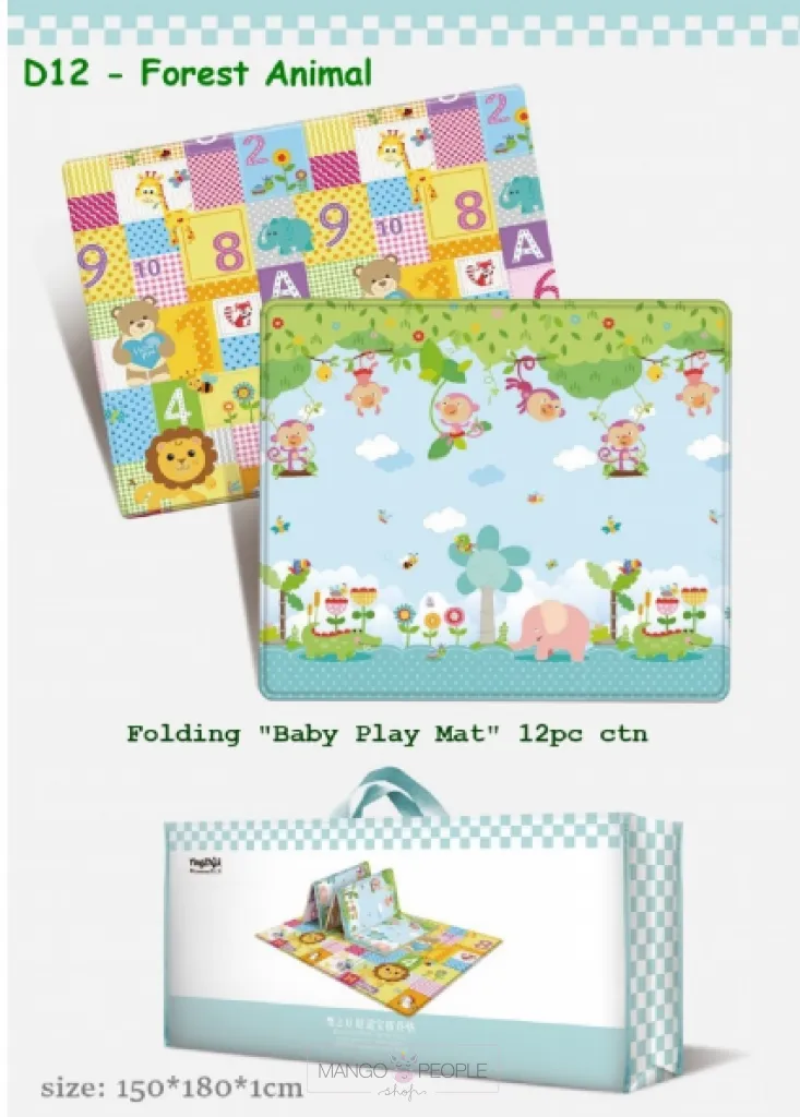 Kids Folding Play Mat- Forest Animal and  Numbers Design