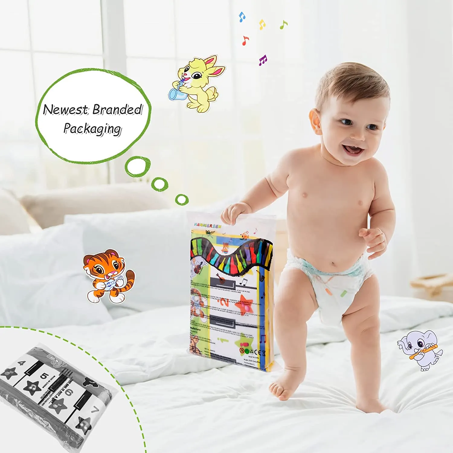 Kids Piano Play Mat Musical Toys, Keyboard Dancing Mat Animal Touch Carpet Musical Blanket