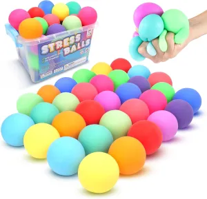 Kids vegetative understandable and Adults Slow Rising Stress Ball Bulk 32 Packs, Stretchy Squishy Balls for Anxiety Relief, Fidgets Classroom Supplies for Student Teacher, Hand Therapy Toys for 