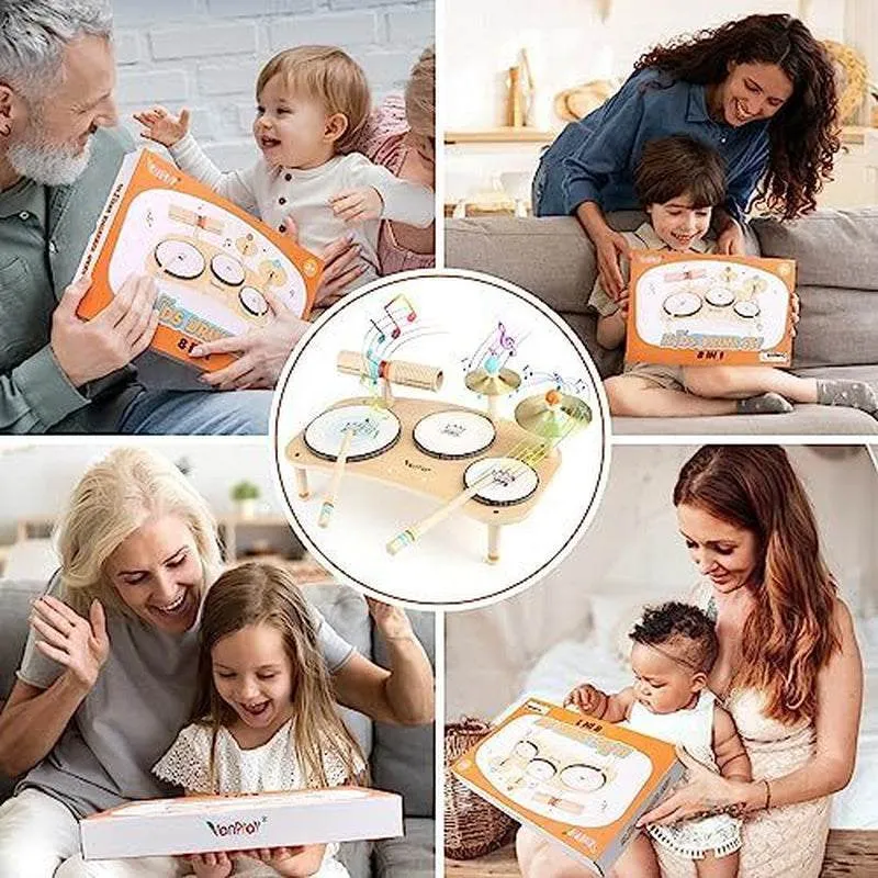 Kids Wooden Drum Set