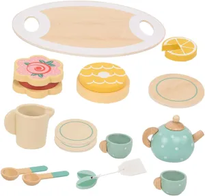 Kitchen Accessory for Safe and Smooth Edges for Ages 1Set Wooden Tea Miniature Tea Party intricate slogan Playset with Realistic Pretend Play 