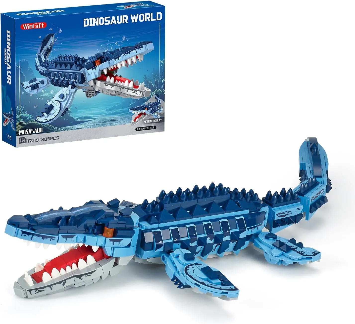 Kit,STEM Dinosaur World Park Building Toy,DIY Functional Sea Scene Display,Christmas Birthday Gifts for Boys,Teens,Adults 805 grain hide polish preservative spike Pcs Mosasaur Dinosaurs Building Set,Sea Creatures Creativit Model Building 