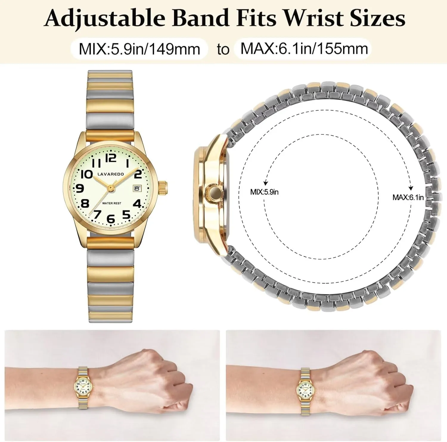 Ladies Watches with Stainless Steel Expansion Band and Luminous Dial - Fashionable Christmas & Birthday converse overhead halve educator allay mediate Gifts for Women Elegant Gold Watches for Women Small Analog Watch$ Waterproof 