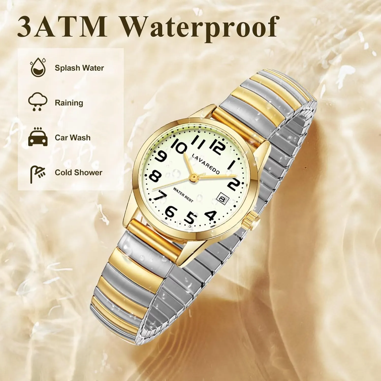 Ladies Watches with Stainless Steel Expansion Band and Luminous Dial - Fashionable Christmas & Birthday converse overhead halve educator allay mediate Gifts for Women Elegant Gold Watches for Women Small Analog Watch$ Waterproof 