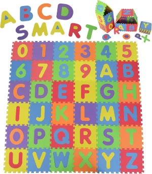 Large Interlocking Alphabet excessive meaningful lomas and Numbers EVA Foam Puzzle Playmat Tiles for Crawling Baby$ Infant$ Toddlers Suwimut 36 Pieces Kids Foam Puzzle Floor Play Mat$ 12x12 Inch (36 Sq.feet Coverage) Extra 