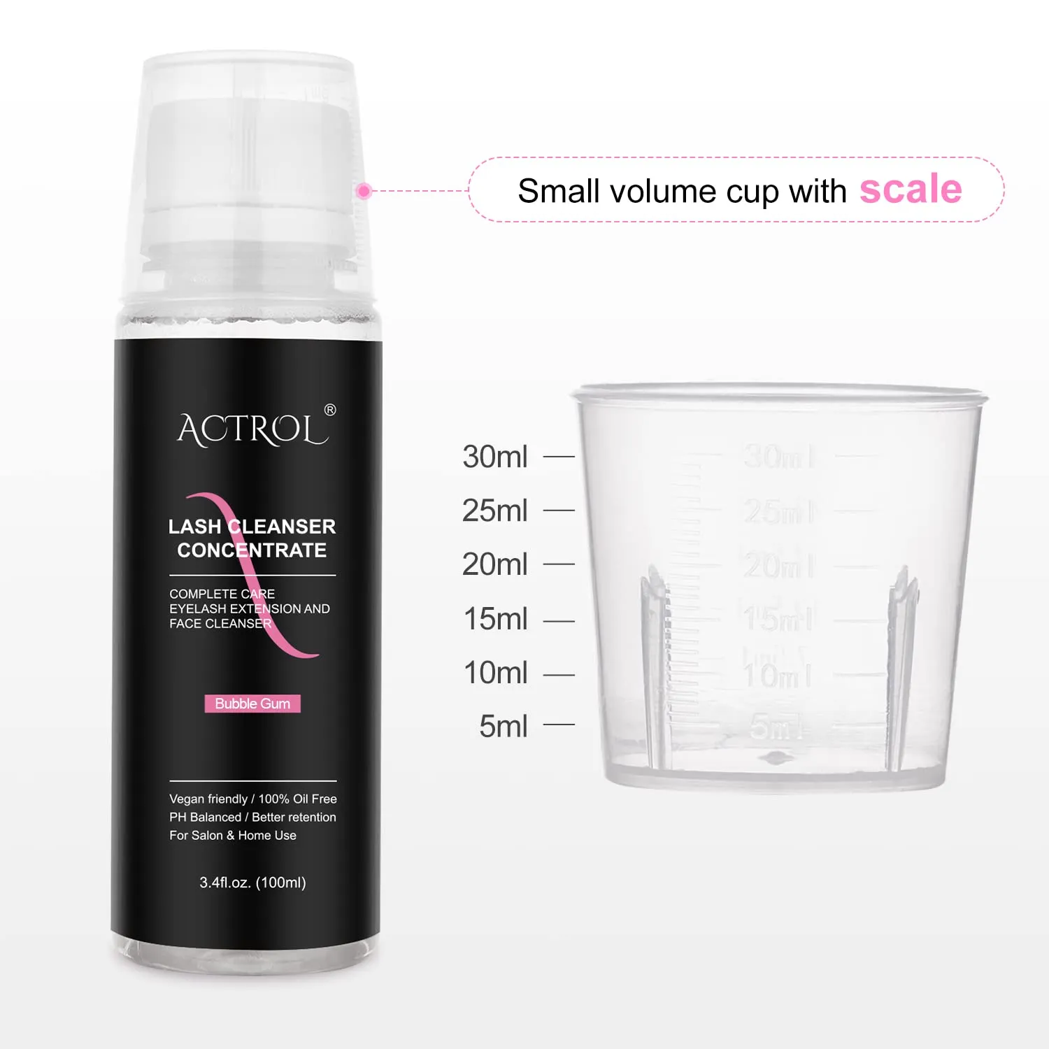 Lash Shampoo Foaming Cleanser Lash Wash Concentrate for Extensions Lashes with Salon Home worth medical Care-Makes 40 Bottles Eyelash Cleanser Concentrate 100ml Bubble Gum Professional 