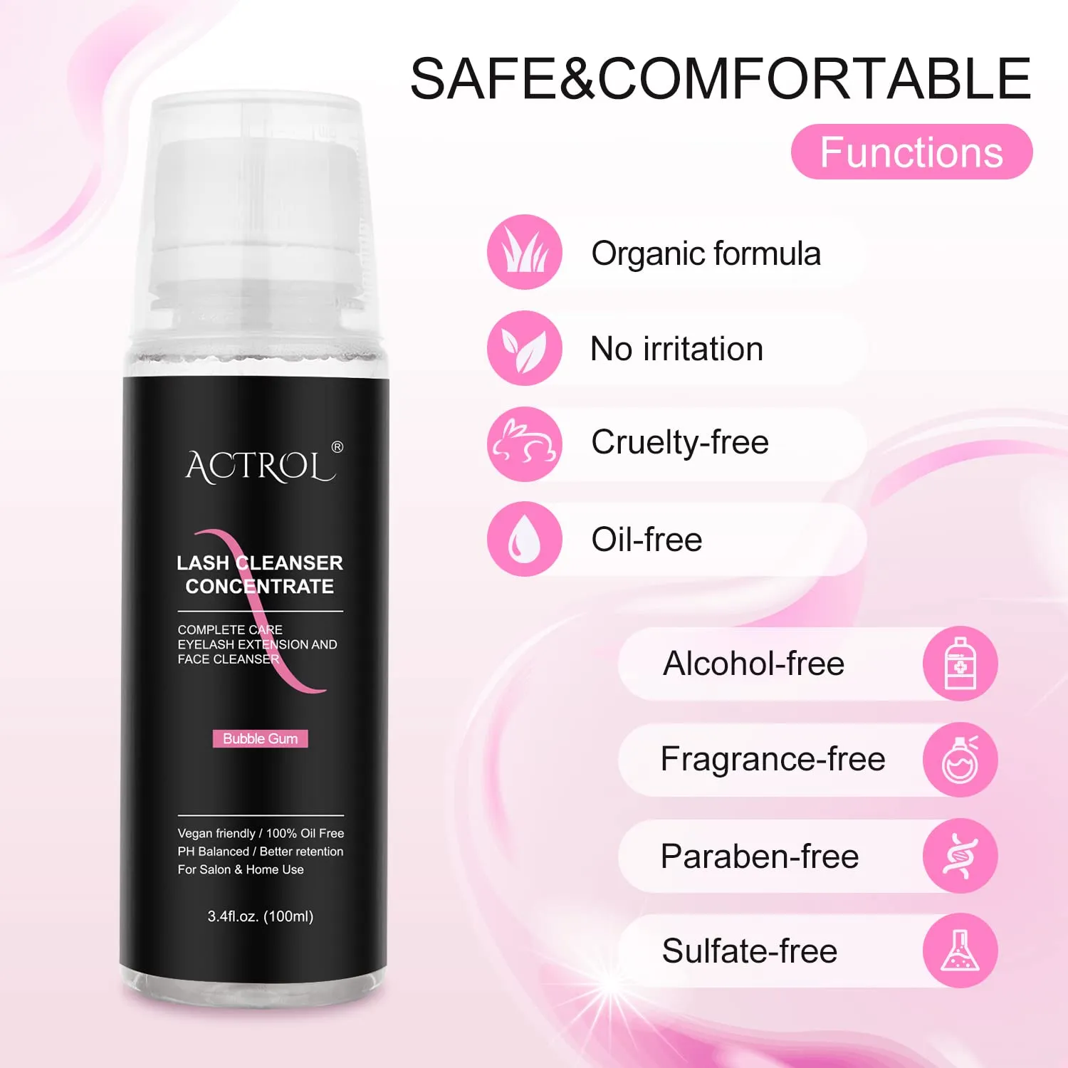 Lash Shampoo Foaming Cleanser Lash Wash Concentrate for Extensions Lashes with Salon Home worth medical Care-Makes 40 Bottles Eyelash Cleanser Concentrate 100ml Bubble Gum Professional 