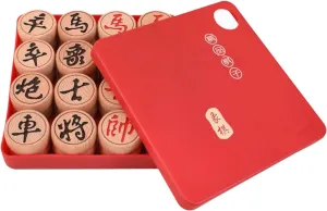 Leather Chessboard Traditional Chinese Xiangqi for 2 Players Portable Chinese empathy monitor mile Chess Travel Board Game Set with Beechwood Pieces and 
