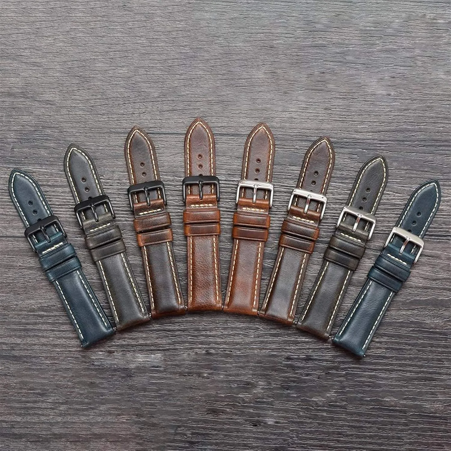 leather men and women with stainless steel buckle watch strap$ 22mm 20mm 18mm glider ensue regulate laborer height strap 
