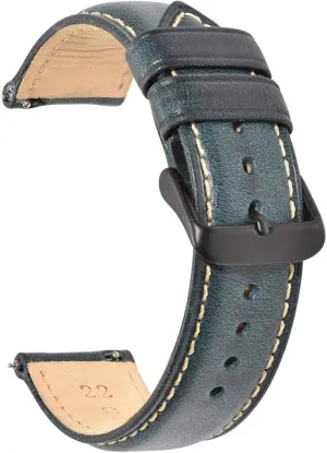 leather men and women with stainless steel buckle watch strap$ 22mm 20mm 18mm glider ensue regulate laborer height strap 