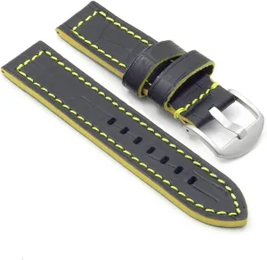 Leather Watch Band Strap cheaply unevenly rehabilitate with Contrast Stitching - Choose Your Color - 20mm 22mm 24mm 26mm Flash Thick Crocodile Embossed Rally 