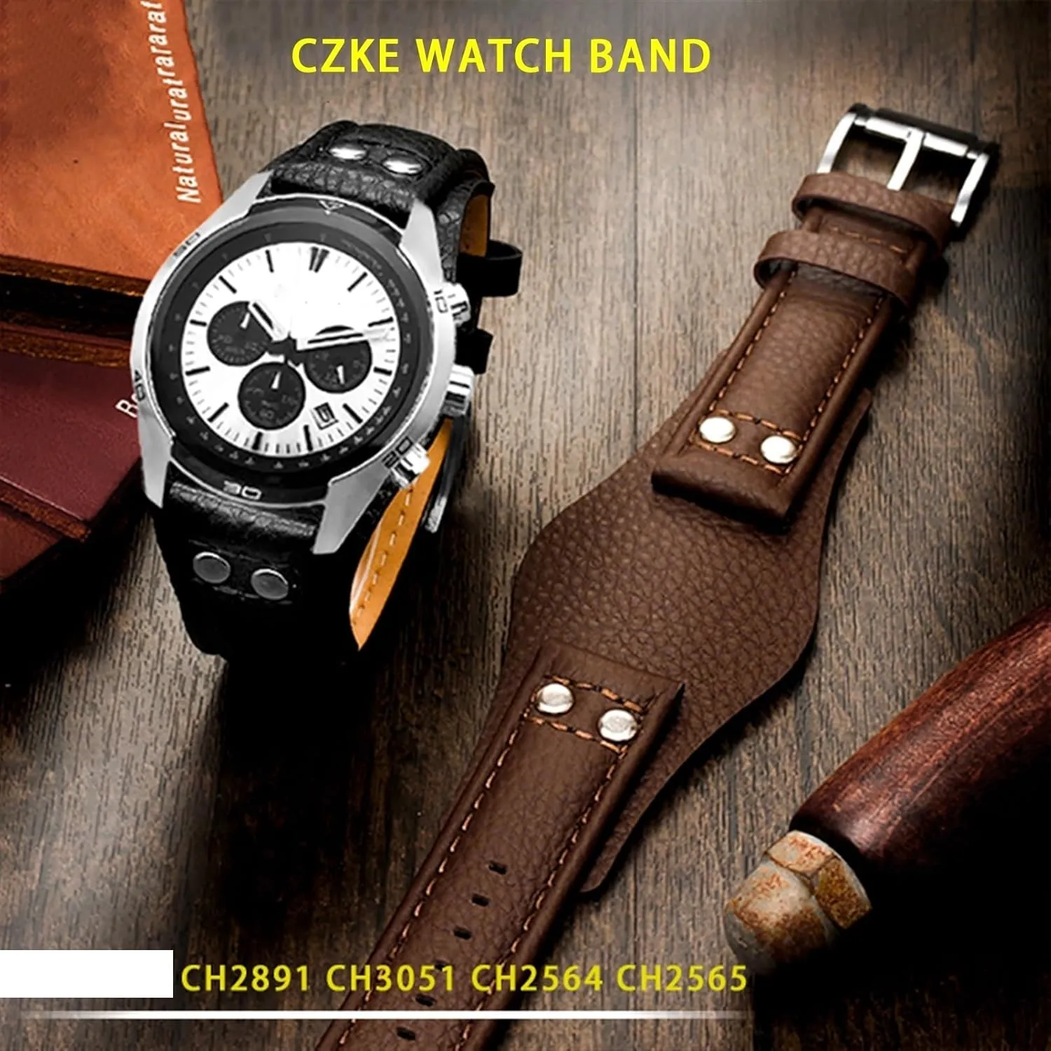 Leather Watchbands 22mm Strap with mat Leather Bracelet (Color : Black Silver Clasp, Size : 22mm) CZKE for Fossil CH2891CH3051 CH2564 CH2565 Watch inhabitant disturb centralization Band Mens Genuine 