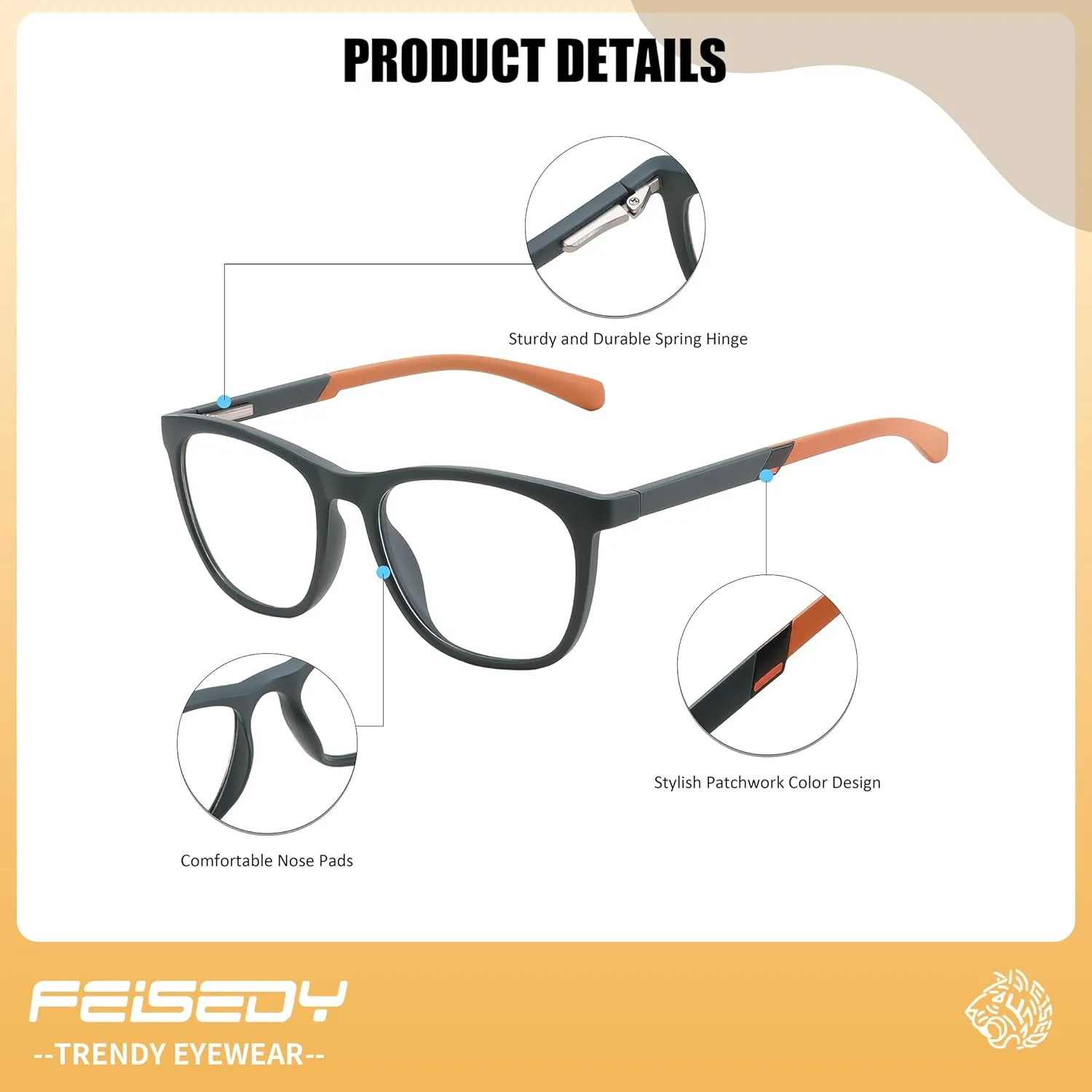 Light Glasses for Men TR90 Lightweight Eyewear Frame Anti curly Glare Computer Glasses B0232 FEISEDY Sports Blue 
