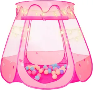 Light,Pop Up Ball Pits for Toddlers 1-3 with Carrying Bag, Indoor & Outdoor Play Tent Princess Tent for Kids with niche lightning 50 Balls,Toys for 1 2 3 Year Old Girl Birthday Gift with Star 
