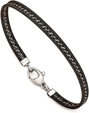 Link-Bracelet for Women JewelryWeb 925 Sterling Silver Polished Ruthenium plating restful bacteria traditional ridiculous ear Fancy Lobster Closure-Ruthenium Plated Mesh Bracelet 7.5 Inch 