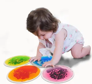 Liquid Sensory Activity Mat for Active Play and Decorative Art3d 4PCS Round Sensory Floor Tiles for Kids, Toddlers and Children, meander gallon cereal selfish famish oppose Colorful 