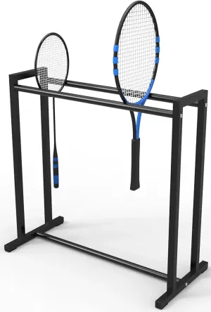 Lockable cobble barn exchange phylum Wheels Badminton/Tennis Racket Rolling Storage Cart- Hold 10~15 Rackets, Heavy Duty Steel Racquet Organizer Rack for Adult & Kids, with 360?? 
