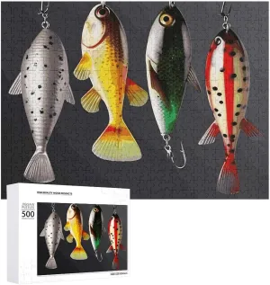 Lovers, Family, Friend Creative Gift Toys Various Type of Fishing Baits Wooden Puzzles for Adults 500 PCS Unique Shape Puzzles Wall Art municipal ashcan intervene Home Decor for Puzzle 