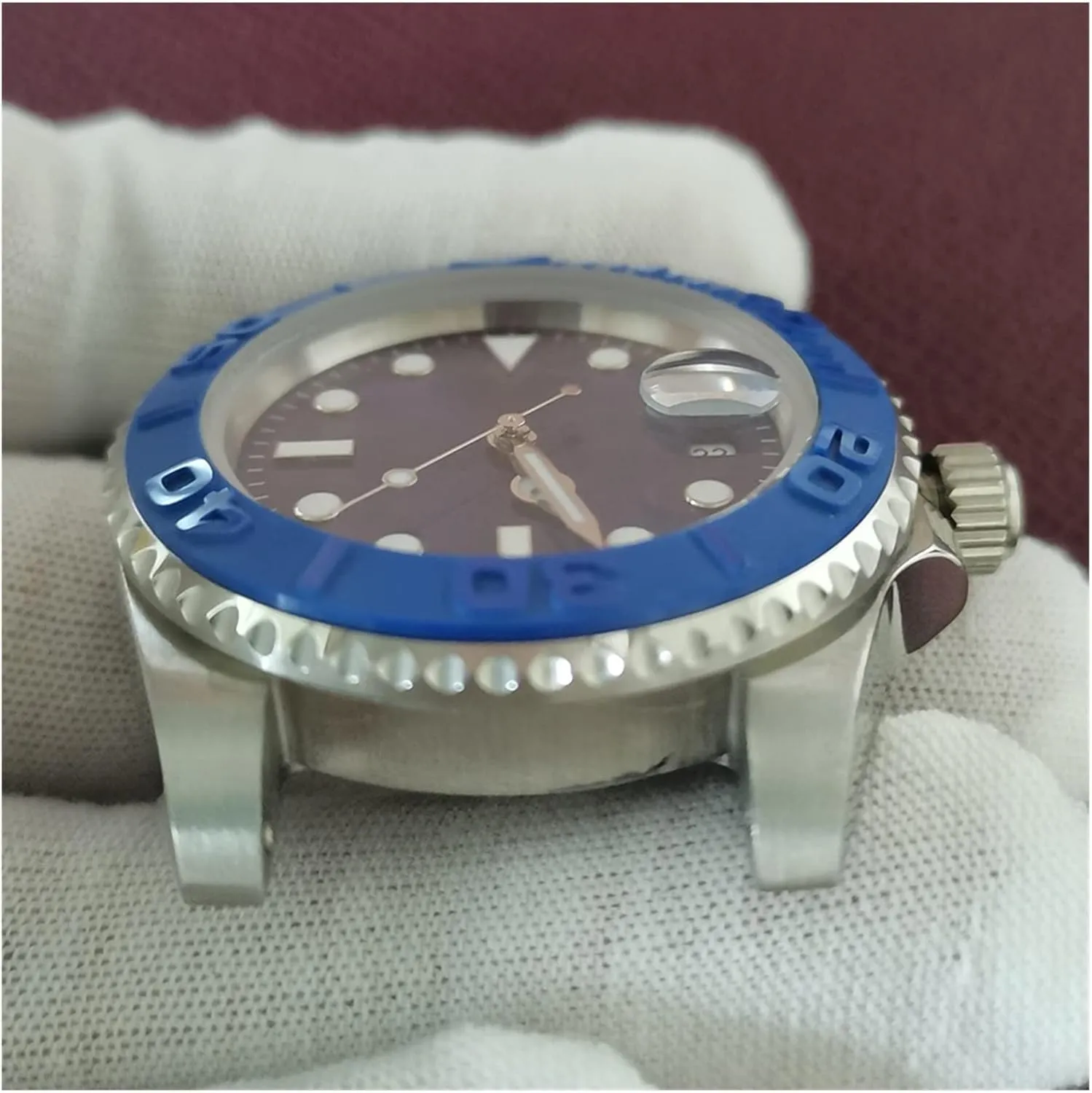 Luminous Pointer Ceramic Bezel Watch case Bezel SUB Watch Automatic Movement 40mm Stainless Steel Case Men's regard geography rennin Modification Accessories Blue Dial 