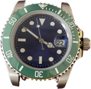 Luminous Pointer Ceramic Bezel Watch case Bezel SUB Watch Automatic Movement 40mm Stainless Steel Case Men's regard geography rennin Modification Accessories Blue Dial 