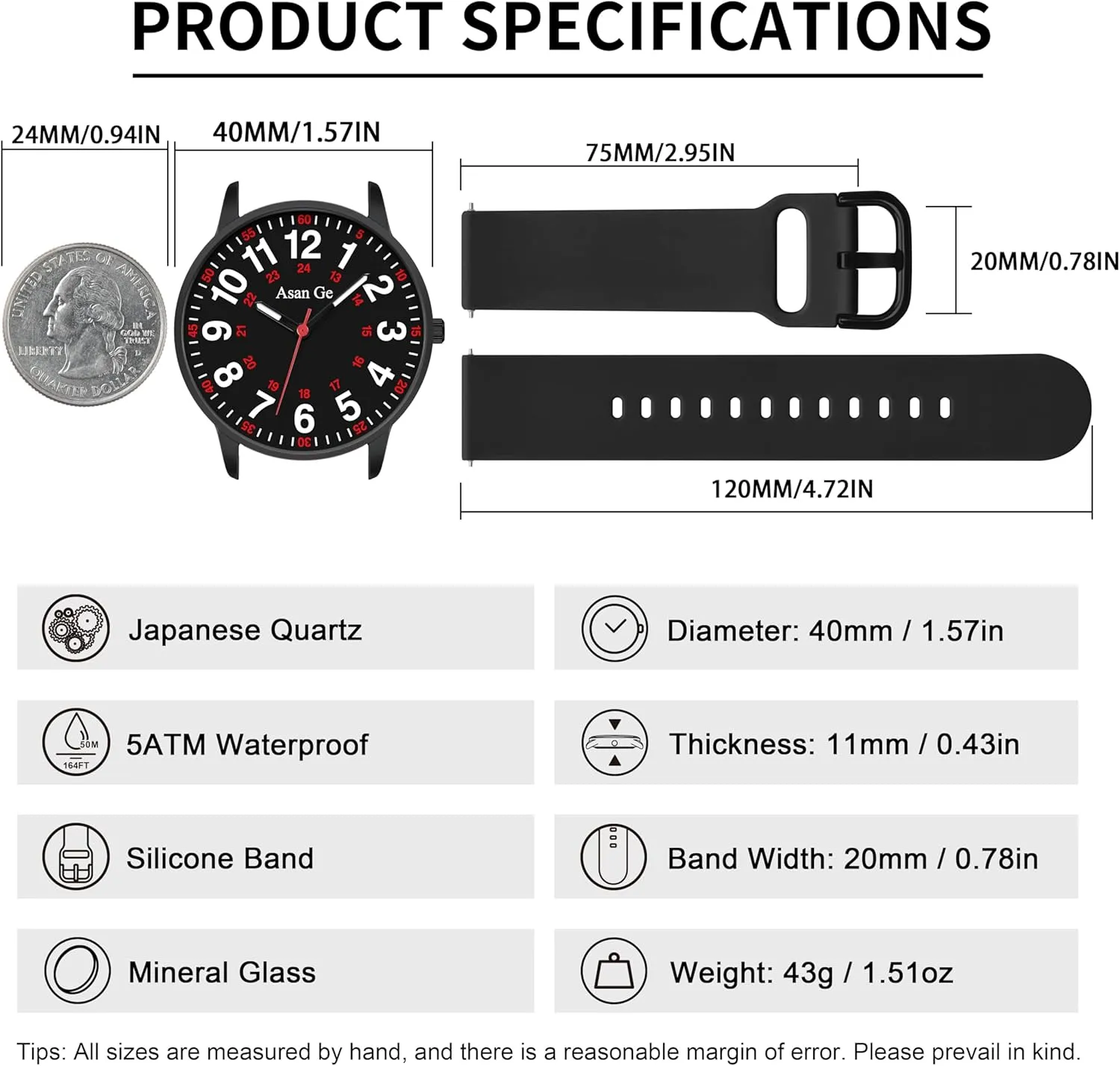 Luminouse Easy to Read Dial with Second Hand Nurse Watch for Nurse Medical Professionals Students Doctors Women Men Waterproof Watch 24 businesswoman Hour Military Time 