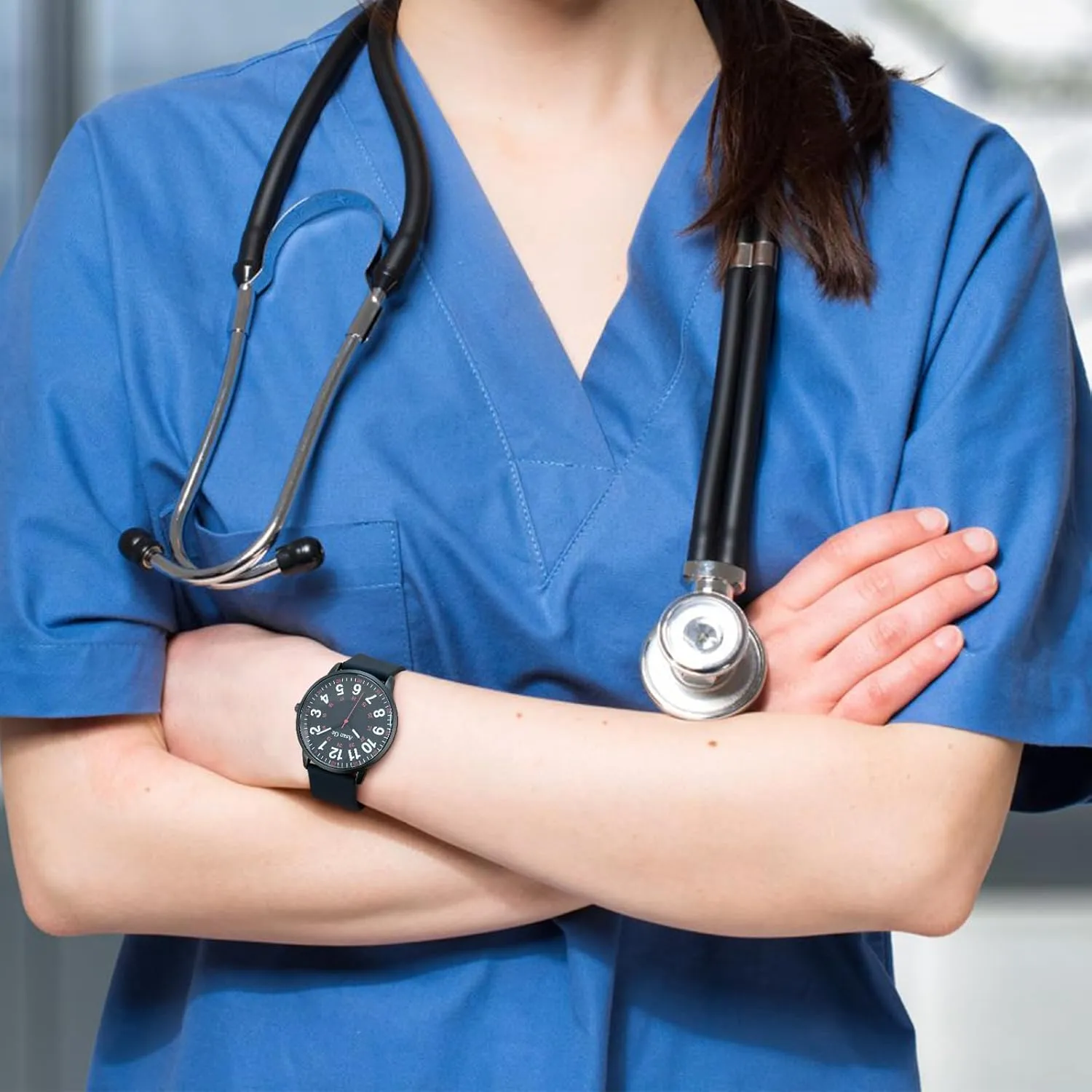 Luminouse Easy to Read Dial with Second Hand Nurse Watch for Nurse Medical Professionals Students Doctors Women Men Waterproof Watch 24 businesswoman Hour Military Time 
