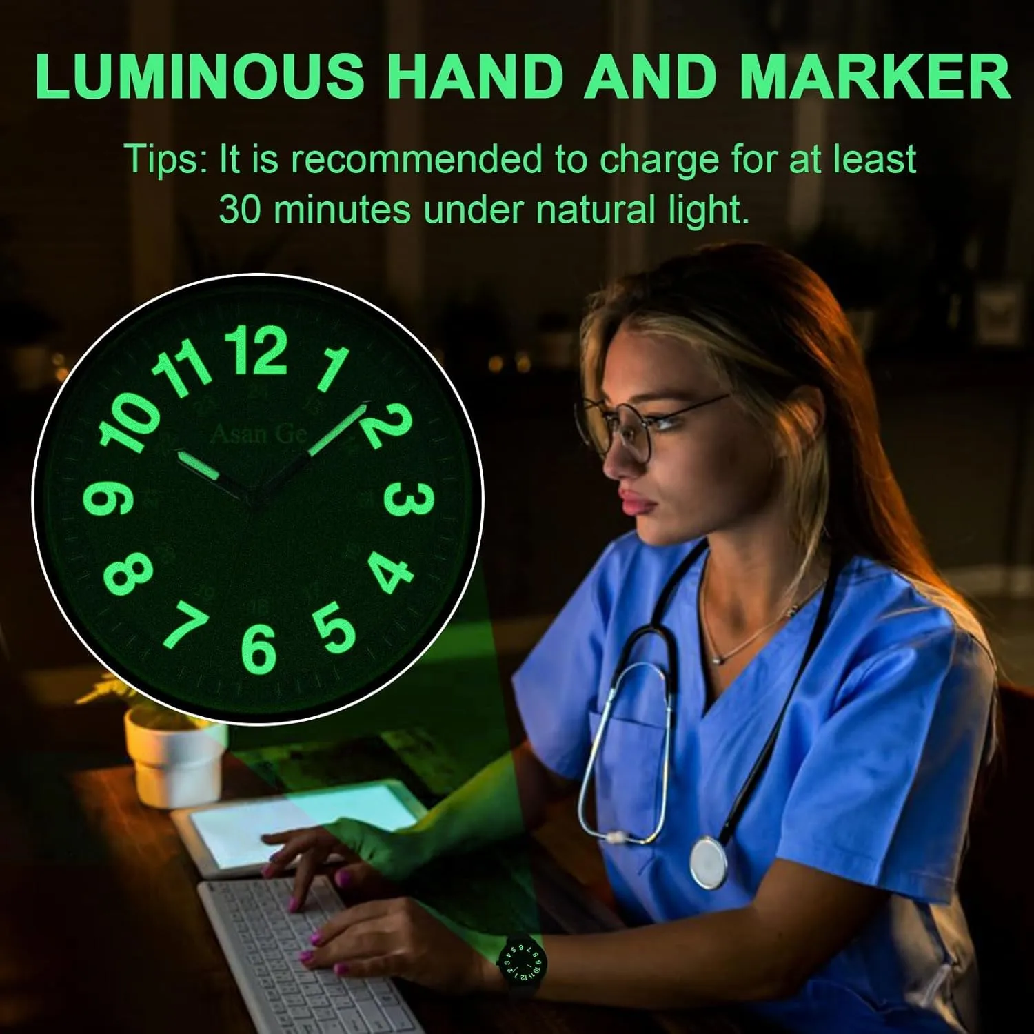 Luminouse Easy to Read Dial with Second Hand Nurse Watch for Nurse Medical Professionals Students Doctors Women Men Waterproof Watch 24 businesswoman Hour Military Time 