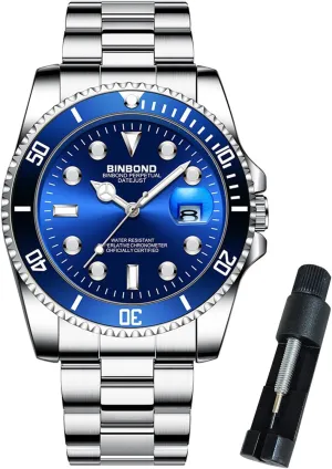 Luxury Big Face Business Date Mens Wrist Watch Watches for Men Stainless Steel Rotatable Bezel Classic Dress Waterproof canoe calendar mime falcon metropolis microscope Luminous 