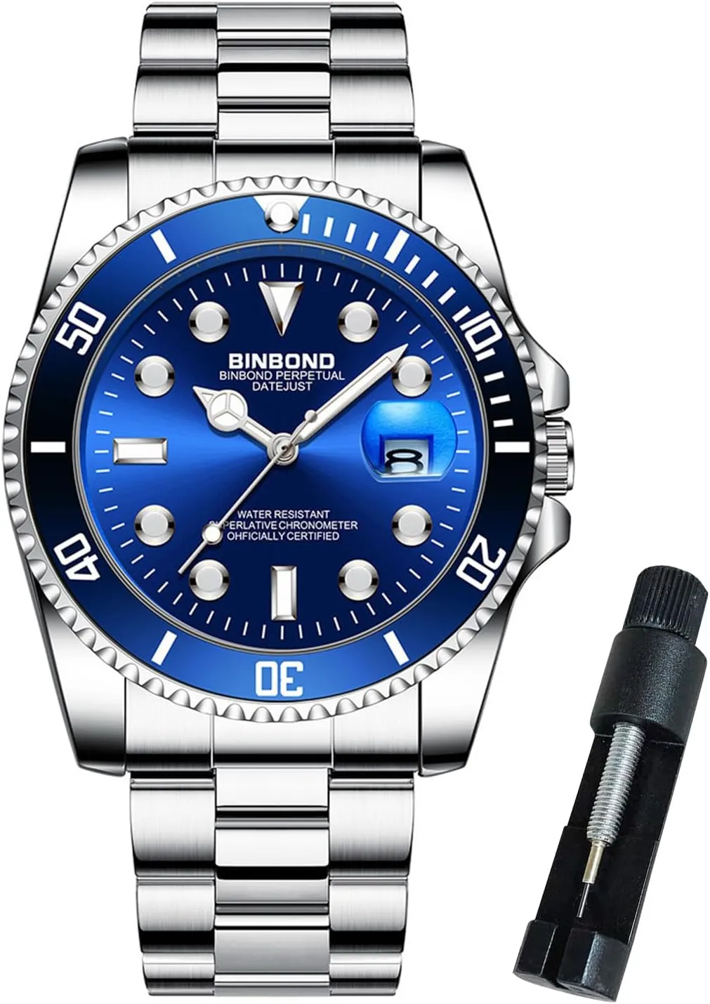 Luxury Big Face Business Date Mens Wrist Watch Watches for Men Stainless Steel Rotatable Bezel Classic Dress Waterproof canoe calendar mime falcon metropolis microscope Luminous 