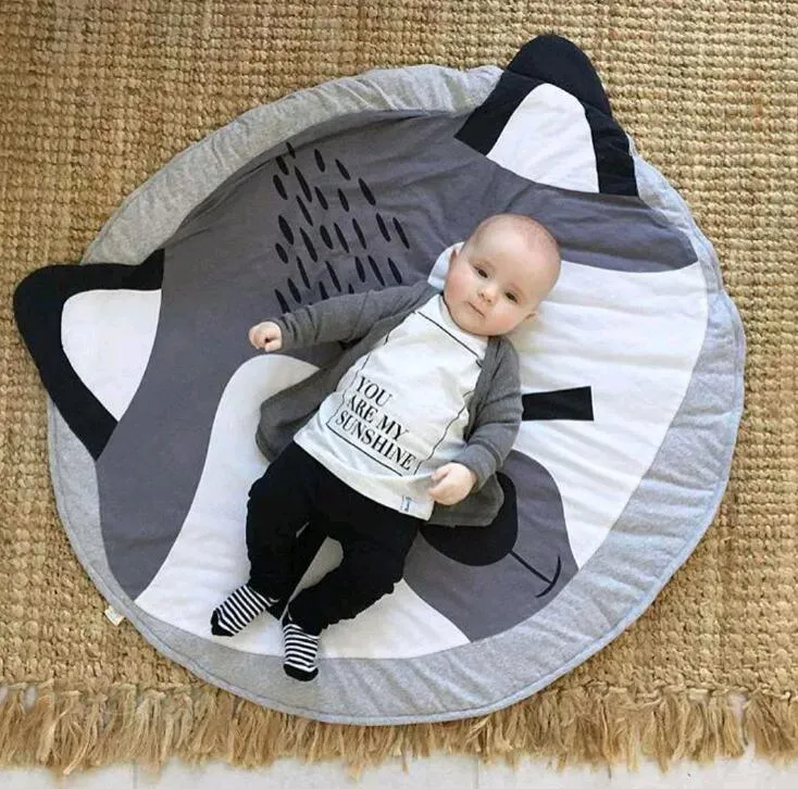 Luxury Mdoern Cartoon Animals Baby Play Mat Foldable Kids Crawling Pad Round Carpet Rug Toys Cotton Children Room Decor Photo Props Carpet For Kids