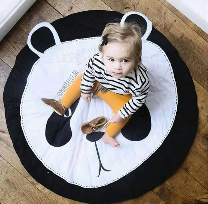 Luxury Mdoern Cartoon Animals Baby Play Mat Foldable Kids Crawling Pad Round Carpet Rug Toys Cotton Children Room Decor Photo Props Carpet For Kids