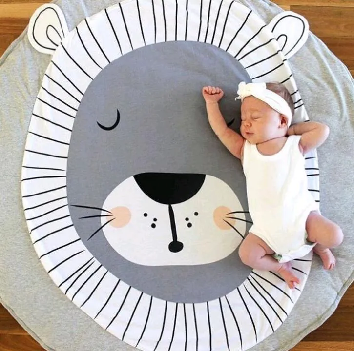 Luxury Mdoern Cartoon Animals Baby Play Mat Foldable Kids Crawling Pad Round Carpet Rug Toys Cotton Children Room Decor Photo Props Carpet For Kids