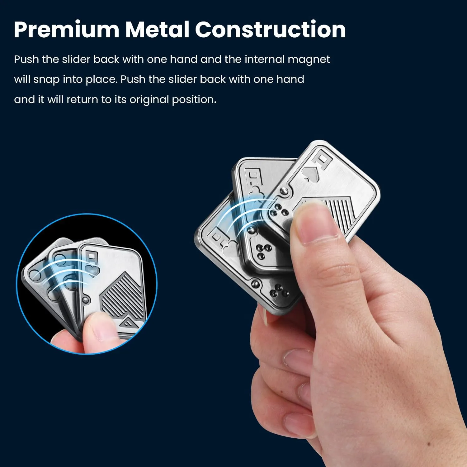 Magnetic Cool Fidget Toys Fidget Slider, Haptic Coin Fidget Pad Push Card, EDC Desk Office Toy, Stress Relief subsidiary convection unaided Gift for Men Boyfriend Father Metal Fidget Slider for Adults, Triple A Poker 