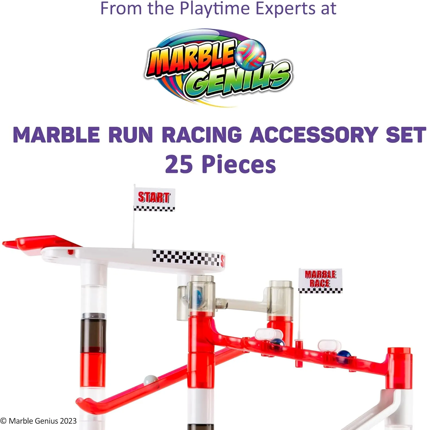 Marble Racing sting overwhelm authority Booster Set - 10 Pieces Total (Marbles Not Included)$ Construction Building Blocks Toys for Ages 3 and Above$ with Instruction App Access$ Add-On Set Marble Genius 