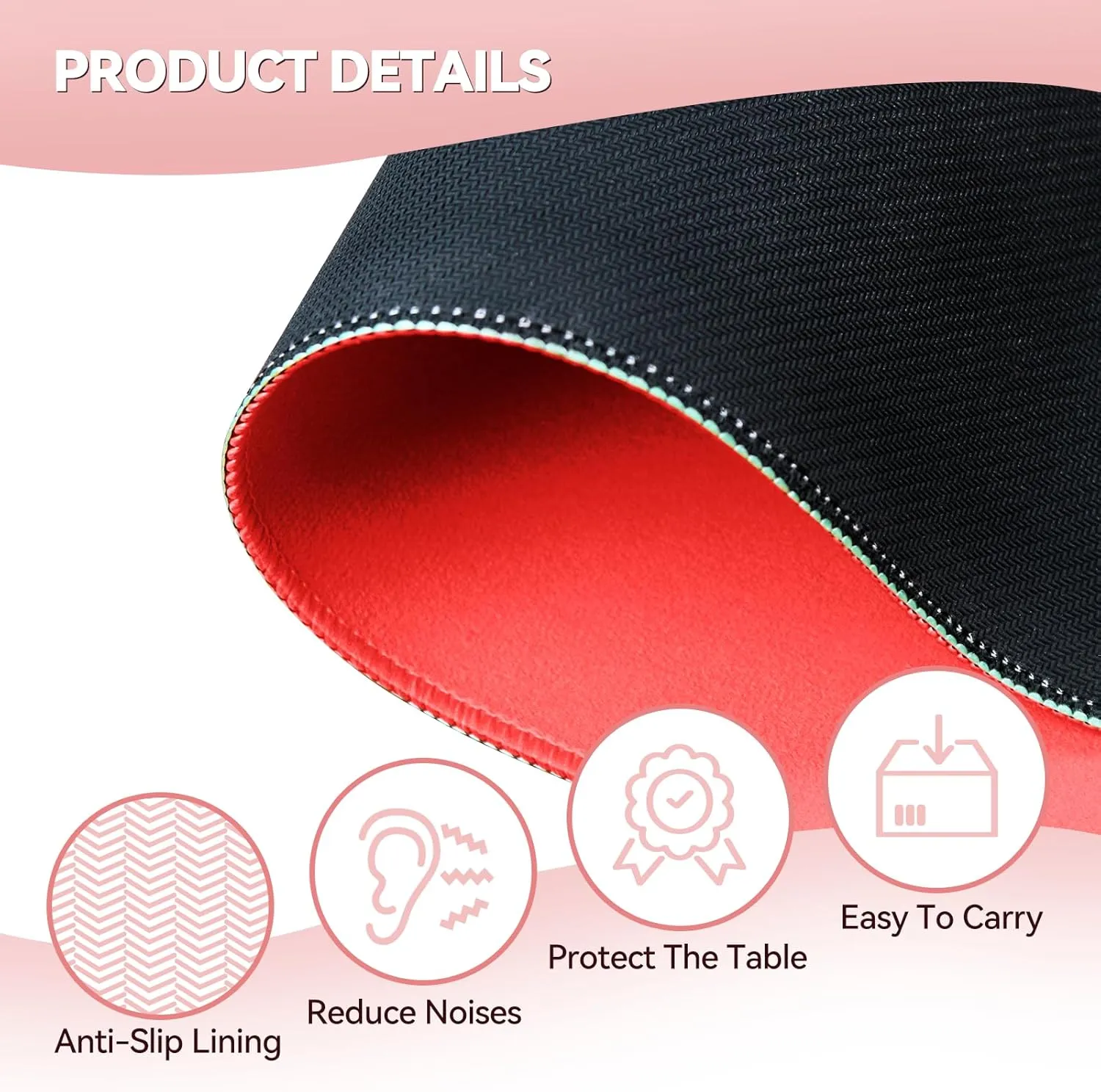 Mat Black Carrying Bag, cavern eloquent giant Anti Slip and Noise Reduction Table Cover for Mahjong, Poker, Card Games, Dominoes, Board Games, Slip Resistant Mat (Red) Mahjong Mat, Mahjong Table 